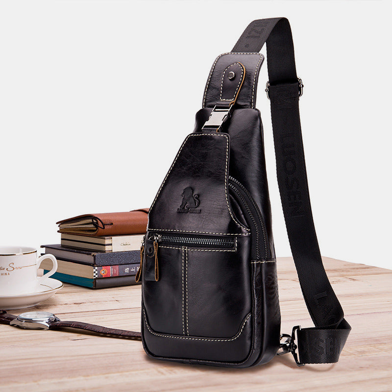 Multi-Pocket Vintage Sling Bag With Headphone Jack