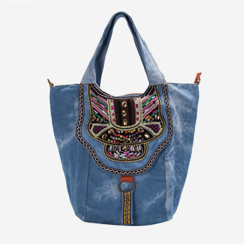 Cotton Linen Tote For Women Travel Ethnic Stylish Shoulder Bag