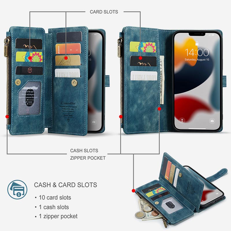 Retro Leather Phone Bag Wallet for iPhone Samsung with Coin Pocket