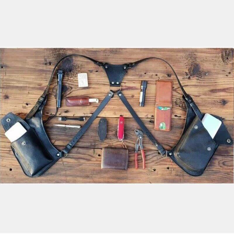 Mens Adjustable PU Leather Underarm Shoulder Holster Bag Outdoor Travel Wallet