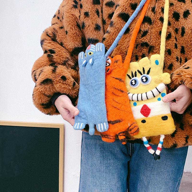 Wool Felt Phone Bag For Women Cute Animal Crossbody Bag