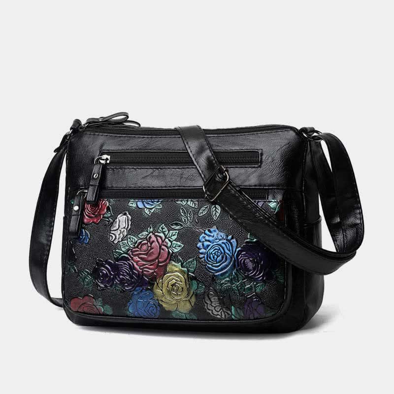 Women Multi-pocket Floral Crossbody Bag Roomy Shoulder Handbag Purses