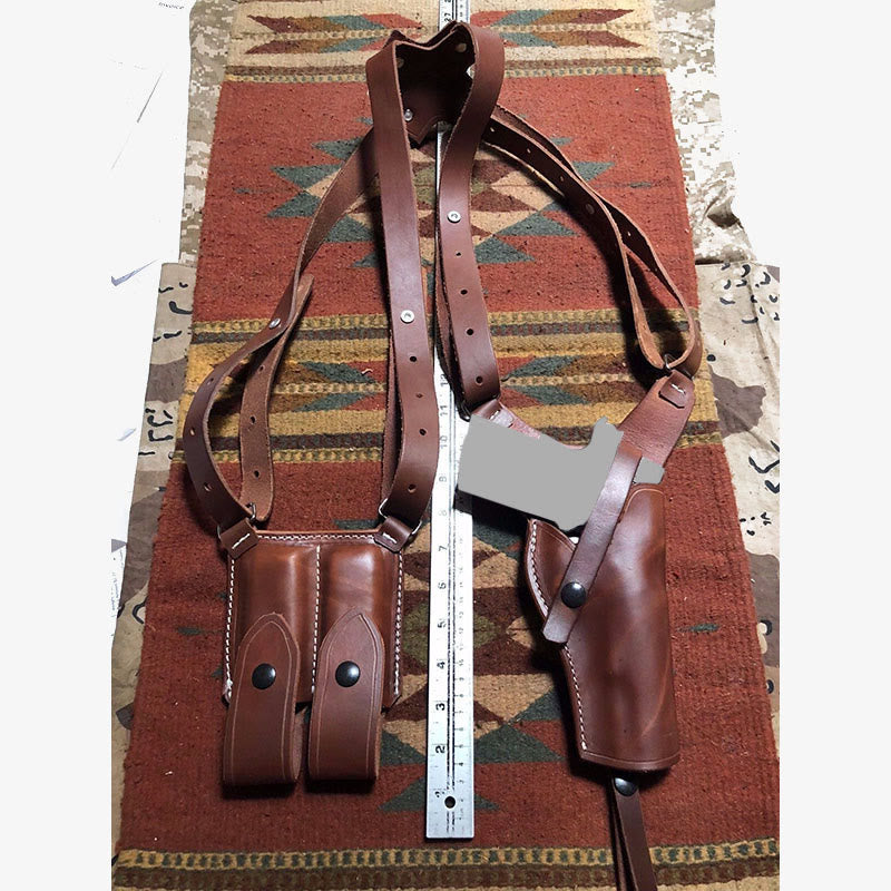 Vintage Leather Shoulder Holster Hidden Vest Armpit Bag For Men