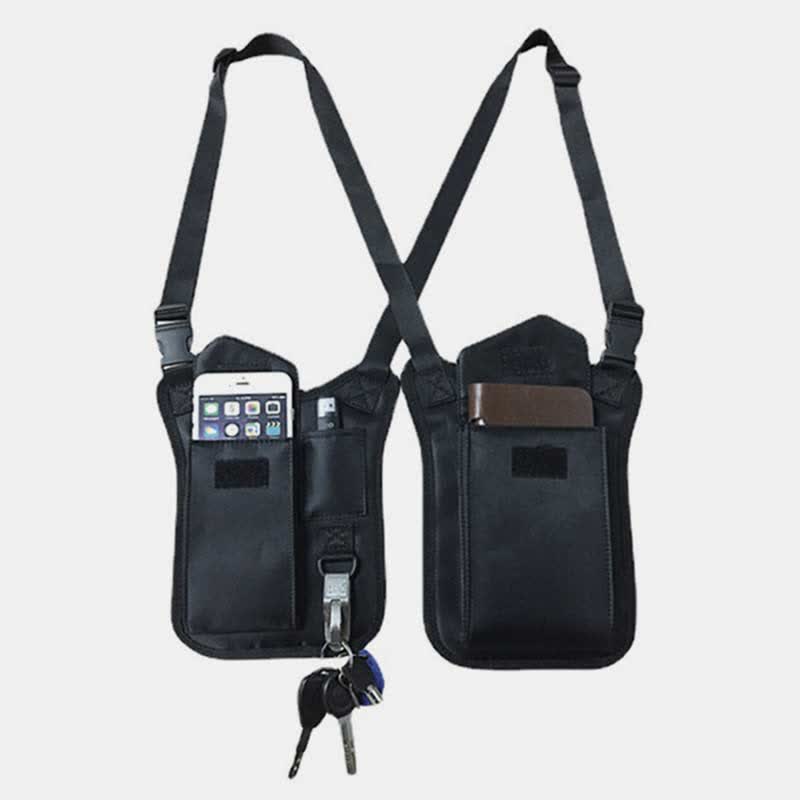 Anti-theft Hidden Underarm Strap Wallet Nylon Holster Bag Double Shoulder Pocket