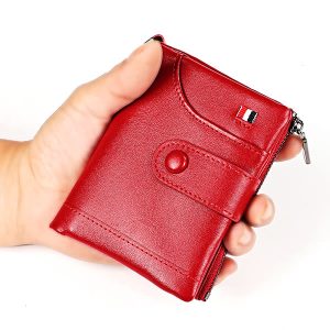 Rfid Blocking Leather Retro Wallet With Chain