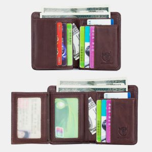 RFID Large Capacity Genuine Leather Bifold Wallet