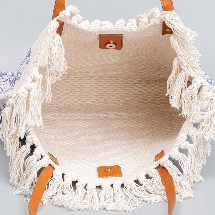 Tote Bag for Women Tassel Bohemian Printing Canvas Shoulder Bag