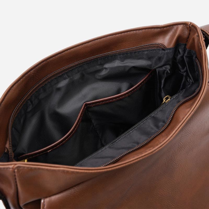 Messenger Bag for Men Classic Large Capacity PU Laptop Crossbody Bag