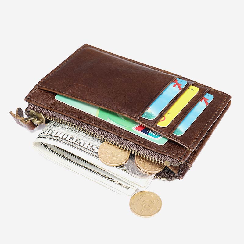 Retro Large Capacity Genuine Leather Business Card Holder