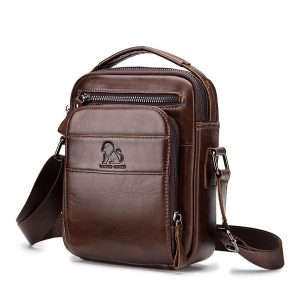 Men’s Solid Bag Genuine Leather Crossbody Bag