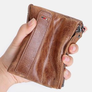 RFID Blocking Wallet Small Vintage Crazy Short Purse Bifold