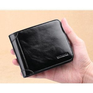 Large Capacity Trifold Genuine Leather Wallet