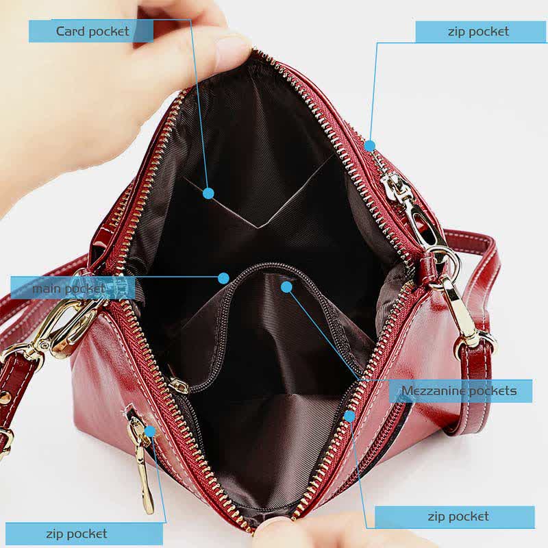 Retro Real Leather Crossbody Bag for Women Roomy Small Phone Bag