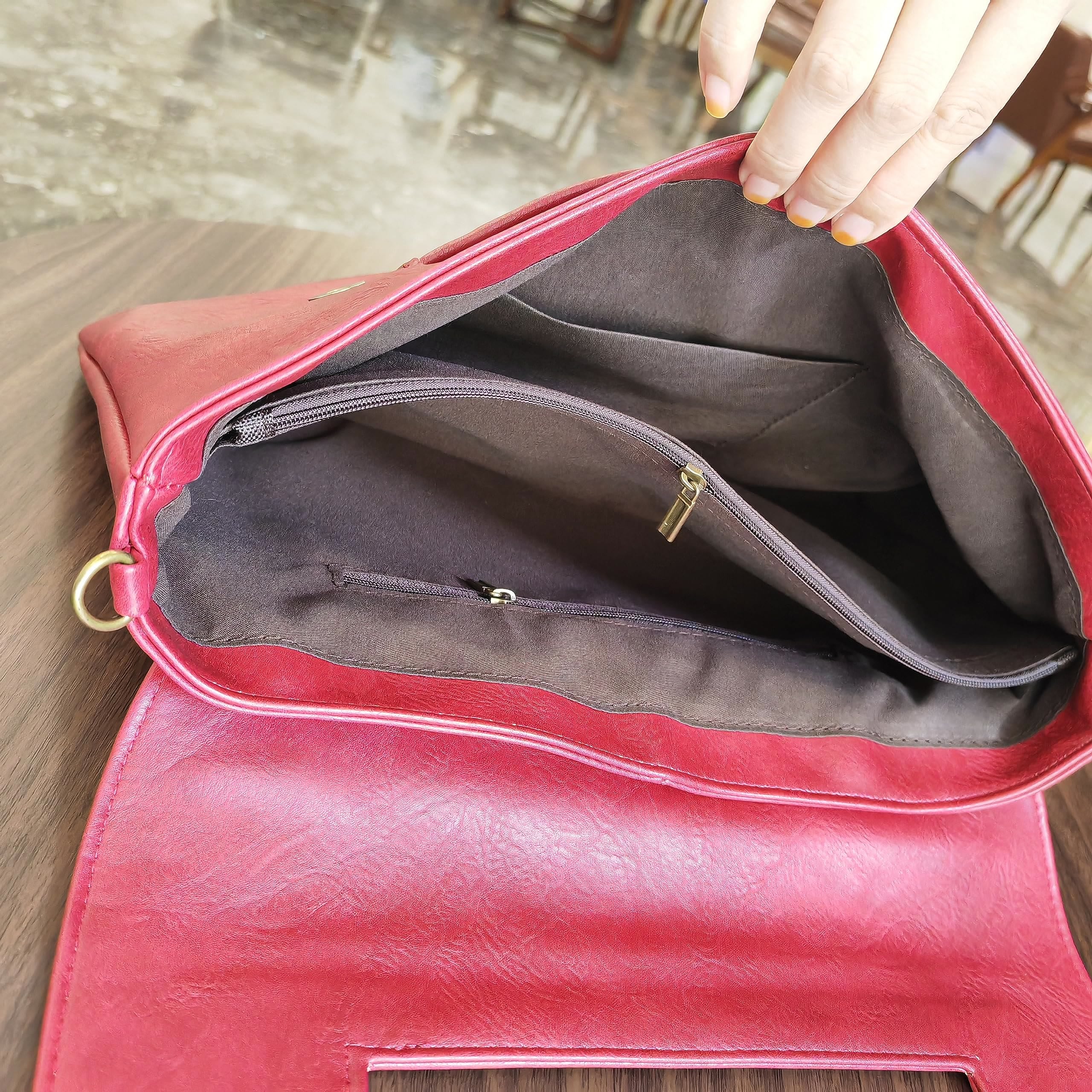 Vegan Leather Shoulder Bag Clutch For Women Fashion Handbag with Crossbody Strap