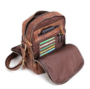 Men’s Genuine Leather Triple Zip Classic Crossbody Bag