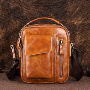 Men’s Genuine Leather Large Capacity Crossbody Bag