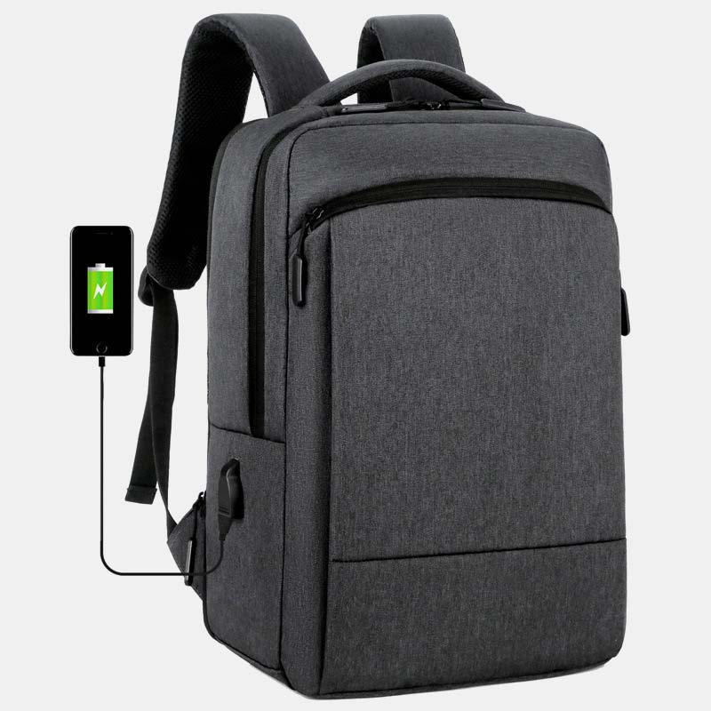 Large Capacity Lightweight Waterproof Expandable Business Backpack With USB Charging Port