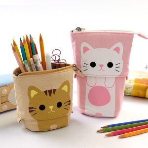 Cute Cat Pattern Appealable Canvas Daily Pencil Case Storage Bag