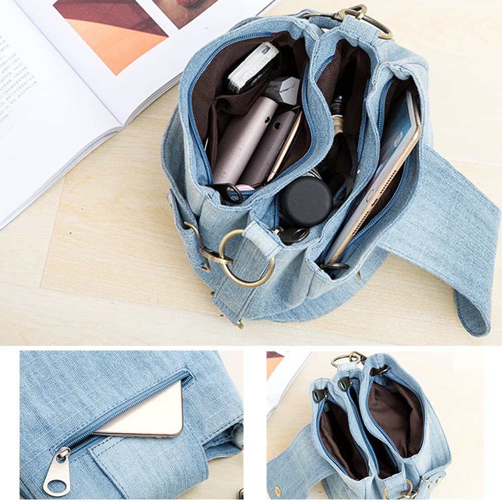 Denim Underarm Bucket Bag For Women Large Top Handle Bag