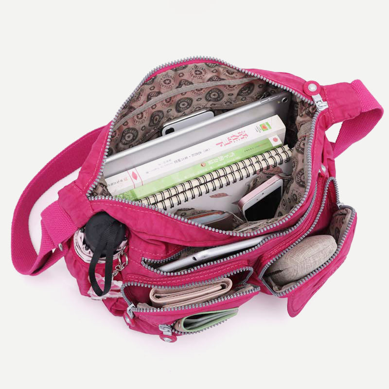 Womens Nylon Crossbody Bag Multi-Pocket Travel Shoulder Purse Messenger Bag