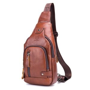 USB Charging Real Leather Sling Bag