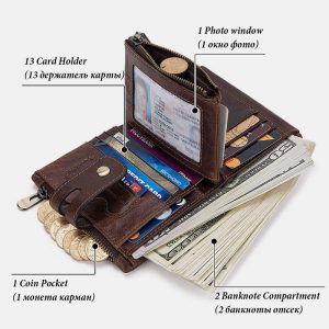 Genuine Leather Anti-theft RFID Wallet With Chain