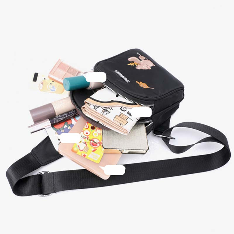 Cartoon Squirrel Embroidery Chest Bag For Women Oxford Crossbody Bag