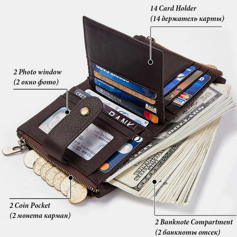 RFID Genuine Leather Large Capacity Wallet