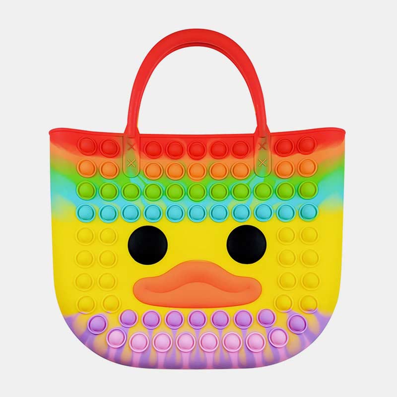 Handbag for Child Cute Duck Colorful Decompress Silicone Beach Bag