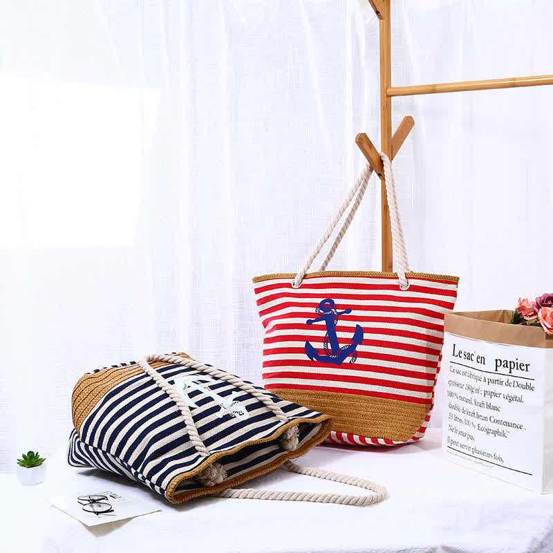 Tote Bag for Women Large Capacity Stripe Beach Bag Shoulder Bag