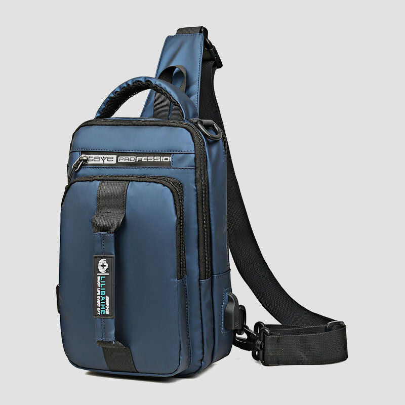 Waterproof Large Capacity Multi-Carry Sling Bag With USB Charging Port