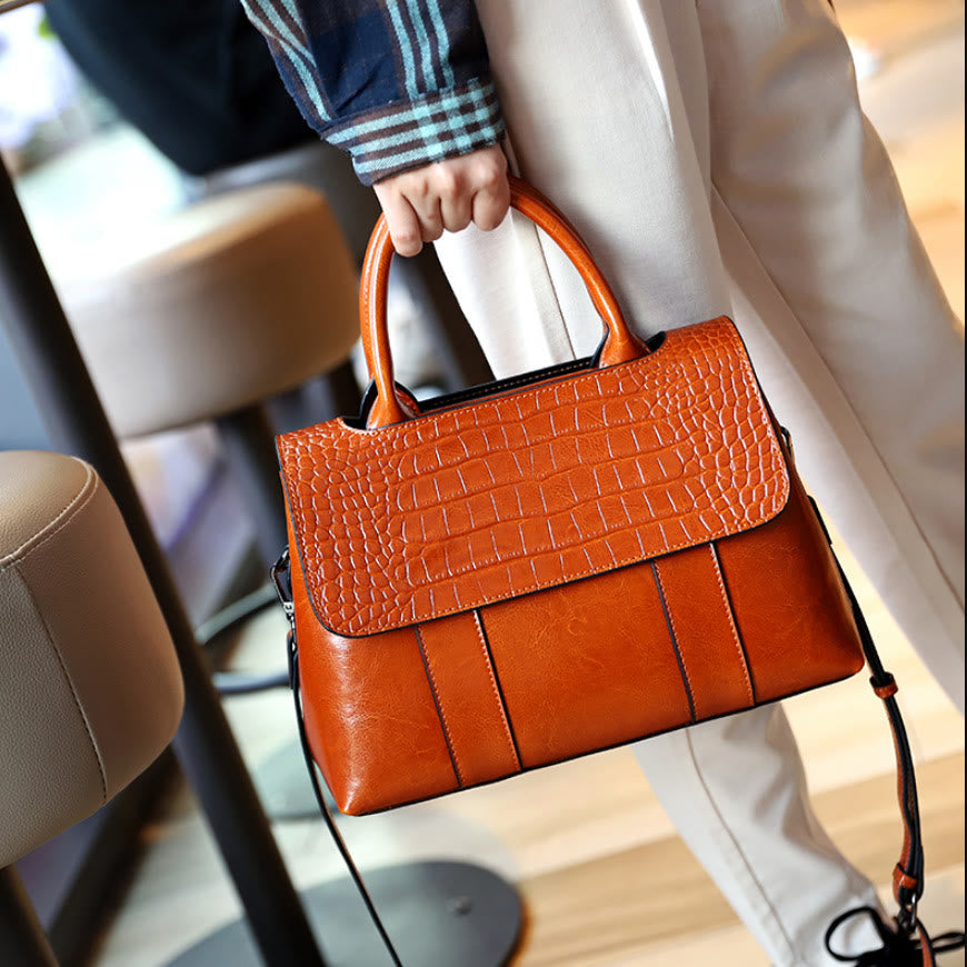 Classic Corssbody Bussiness Bag Crocodile Print Pure Color Women Handbag