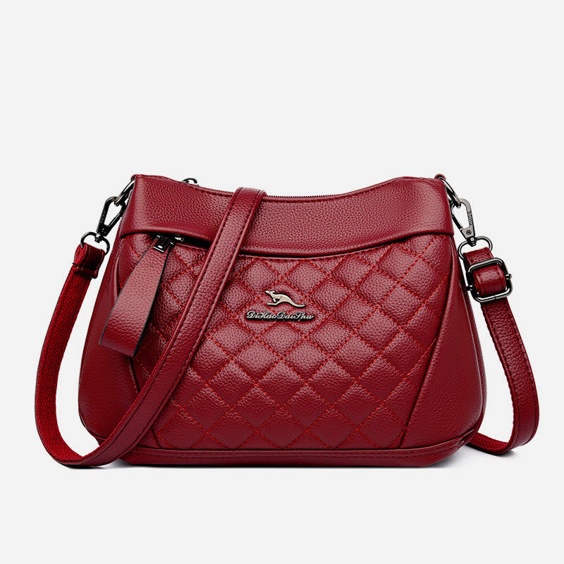 3 Layer Quilted Faux Leather Crossbody Bag Purse For Women