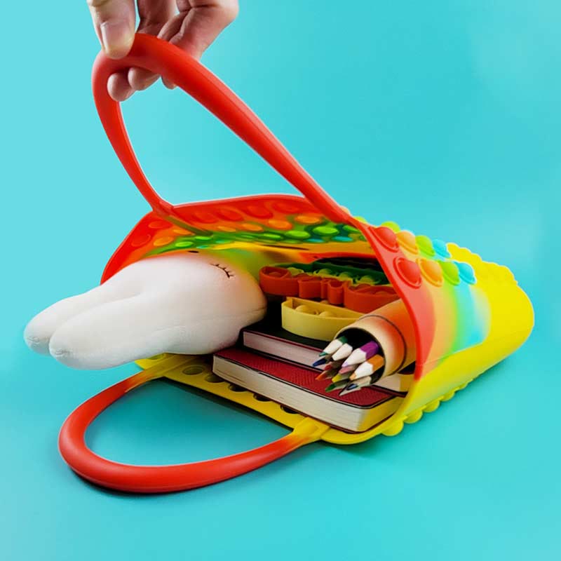 Handbag for Child Cute Duck Colorful Decompress Silicone Beach Bag