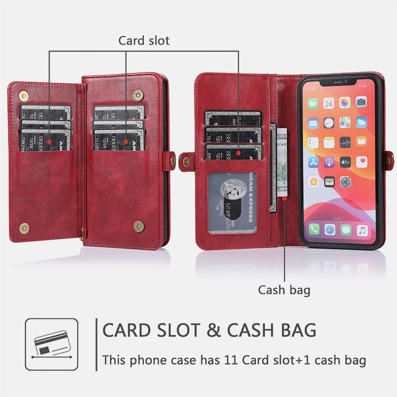 Multifunctional Leather Detachable Wallet Phone Case Magnetic Case Cover for iPhone