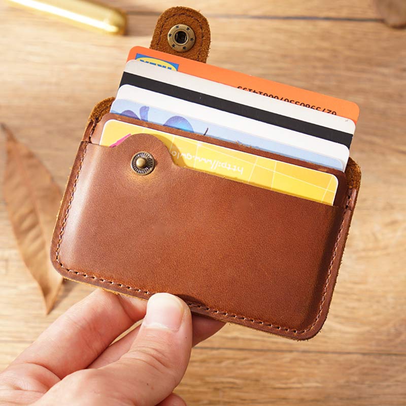 Snap Close Leather Card Holder