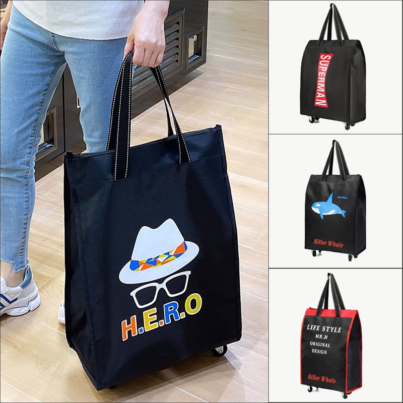 Rolling Handbag Women’s Supermarket Shopping Portable Travel Tote With Wheels