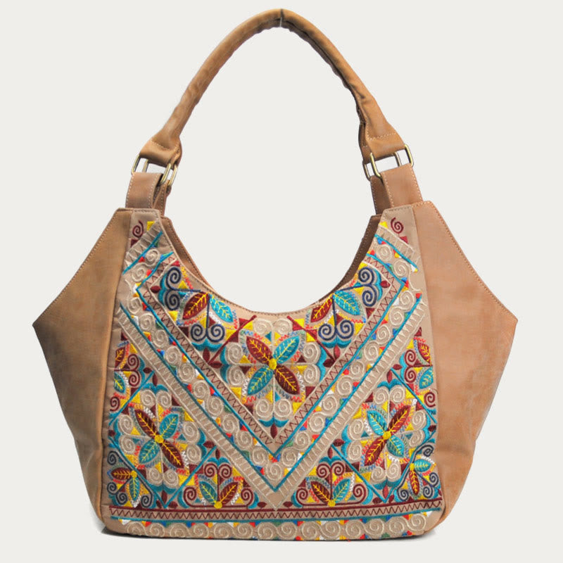 Tote For Women Travel Ethnic Style Pattern Leather Shoulder Bag