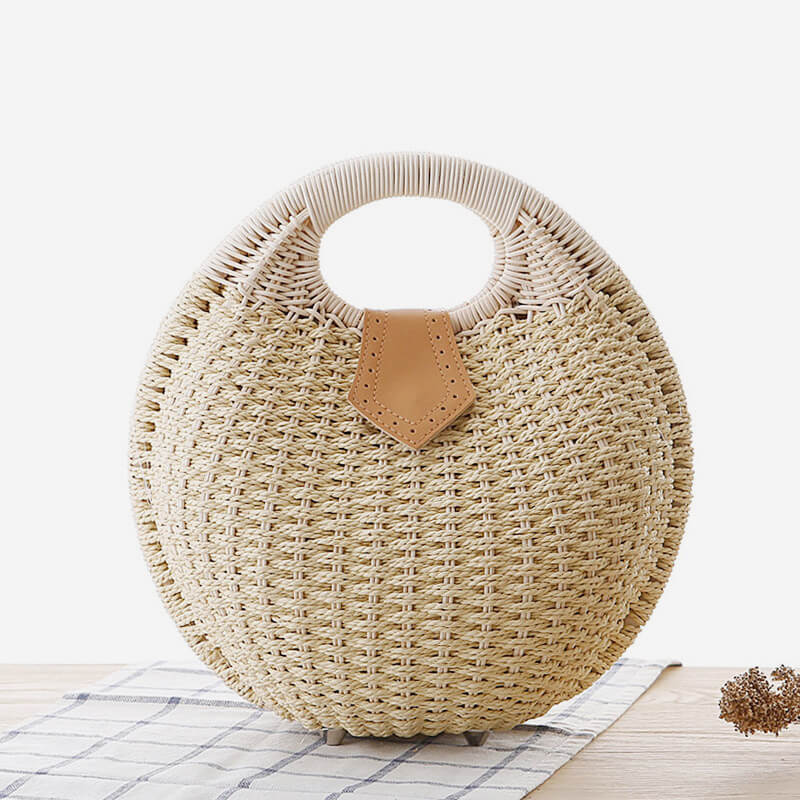 Casual Rattan Round Handbag