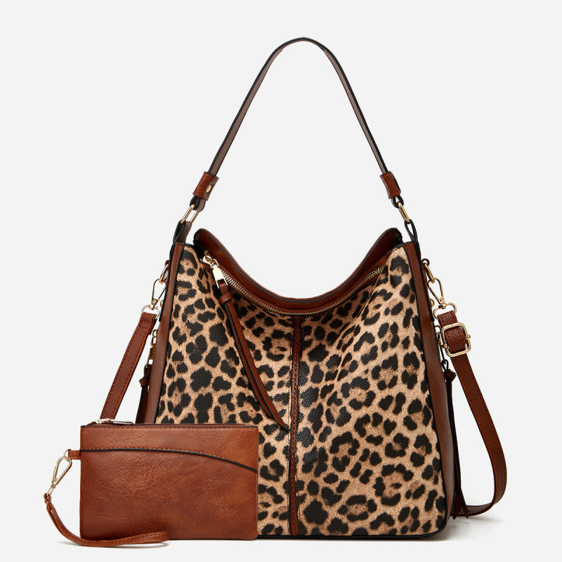 Leopard Milk Grain Ladies Tote Multiple Carry Leather Underarm Bag